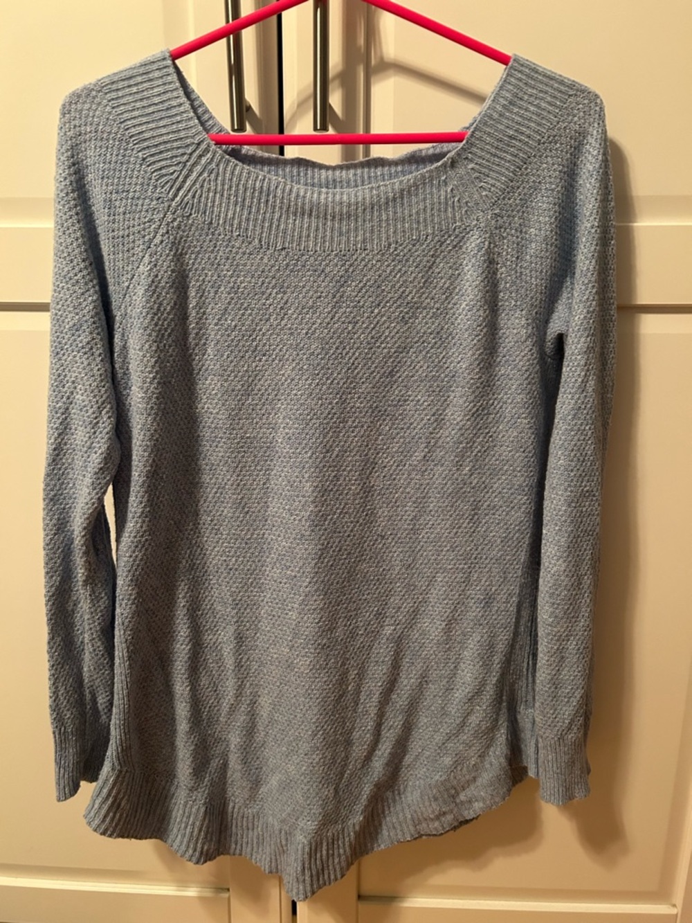 LOFT Light Blue Scoop Neck Knit Sweater